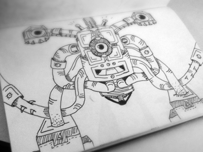 Quick Robot Sketch black design doodle drawing fun illustration ink robot sketch white