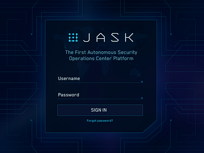 JASK Sign In cyber cybersecurity jask log in logo scifi scifiui security security app sketch app ui uidesign web app