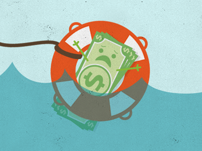 Saving Money blue funny green illustration money ocean orange texture