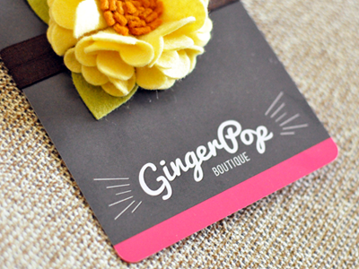 GingerPop Boutique Packaging brand etsy fabric flower gingerpop grey logo pacifico packaging photography pink postcard print texture