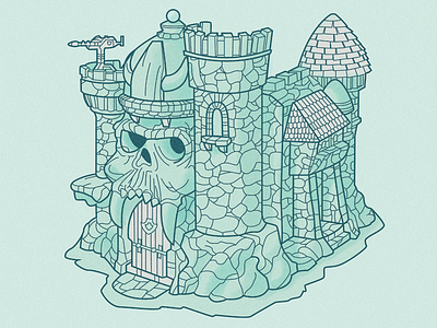 Castle Grayskull Color - WIP castle creative drawing fun grayskull green illustration illustrator photoshop retro