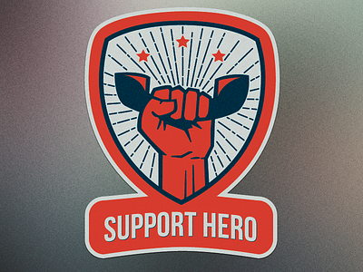 Support Hero - Revised badge bebas fist fun hero logo patch phone red stars support texture