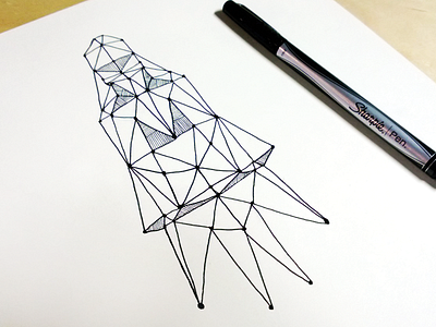 Fun with Triangles doodle drawing illustration ink paper pen rocket sharpie triangles