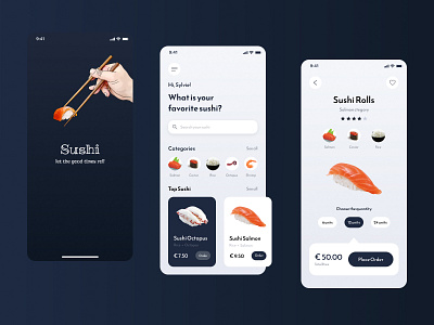 Sushi Ordering app branding design dribbble figma hello illustration logo mobile app design ui ux