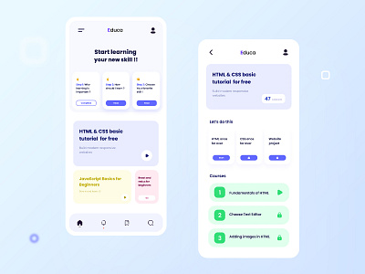 Educa | Learn new front-end languages app app ui frontend language learning mobile mobile ui ui uiux ux