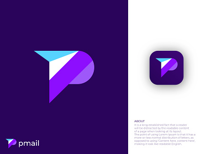 Modern P Logo for a mail Application.