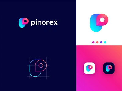 P + Pin Logo Design abstract art abstract logo brand identity business logo colorful logo creative p logo gradient logo logo design modern lettering modern logo modern logo design modern p logo modern pin logo p letter logo p with pin logo pin logo idea professional logo