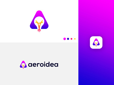 Modern A Letter + Idea Logo Design
