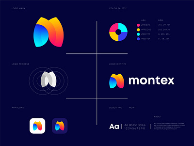 Montex Branding Design abstract art abstract logo brand identity branding design business logo colorful logo gradient logo letter logo logo design logo guidelines m letter design m letter logo modern lettering modern logo modern logo design presentation professional logo