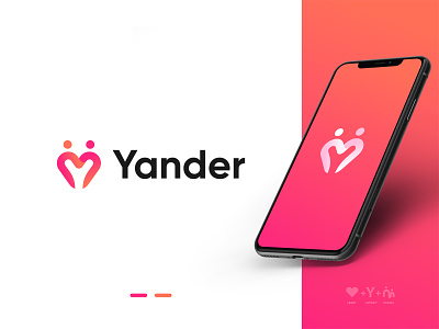 Heart+Y+Couple | Yander Dating App Icon Design abstract art abstract couple logo brand identity business logo colorful logo dating app icon dating logo design gradient logo heart icon design heart logo illustration logo logo design matrimony logo modern dating app icon modern lettering modern logo professional logo