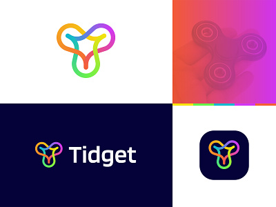 Abstract Fidget Spinner Logo | Modern T Letter Design with Loop