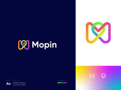 M+Pin Icon with Endless Loop abstract logo agency brand identity branding creative letter logo location logo logo design loop m logo m with loop mark modern logo pin icon startup symbol unique vector visual identity