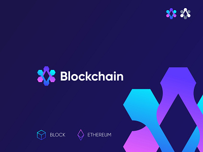 Blockchain Logo with Ethereum. abstract block blockchain brand identity branding crypto coin crypto logo currency ethereum flat icon logo logo design mark modern logo simple startup symbol vector visual identity