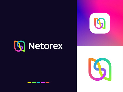 Professional N Letter Design for Netorex App abstract logo agency app icon brand identity branding colorful logo creative logo gradient logo letter logo logo design logo type loop mark modern logo n logo startup symbol technology unique vector