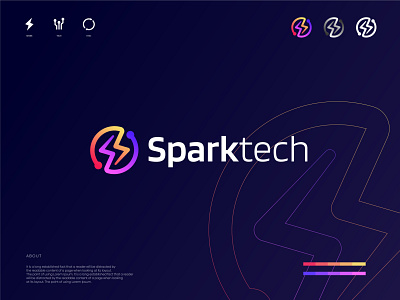 Spark+Tech Logo Design | Technology Logo Design abstract logo agency brand identity branding company logo creative gradient logo icon logo design logo maker mark modern modern logo spark logo startup symbol sync tech technology logo vector