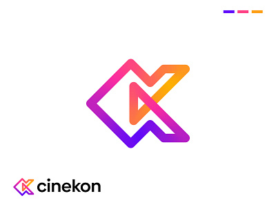 C+K+Play Button abstract logo agency brand identity brand mark branding ck logo colorful logo gradient logo letter mark logo logo design logo type mark media modern logo play icon production startup symbol video