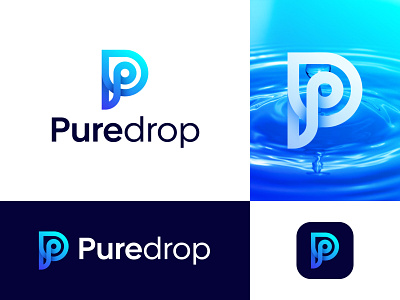 Puredrop Logo Design | P+Drop Logo Concept agency app icon brand identity brand mark branding drop letter logo logo logo design logo designer logo maker logo mark logotype minimal minimalist logo modern logo simple startup symbol water drop