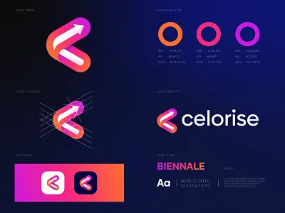 Celorise Brand Guidelines | Modern Logo Design app logo arrow brand brand guidelines brand identity brand mark branding flat logo letter logo logo logo design logo designer logotype minimal logo modern logo typography vector