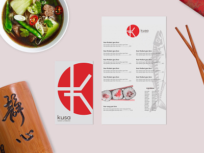 Kusa Logo Design app branding design icon illustration japanese japanese food logo restaurant typography vector