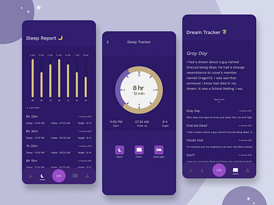 Sleep & Dream Tracker App android app apps mobile apps modern simple ui ux