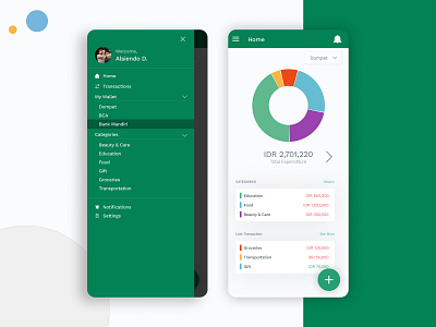 Money Tracker App alsiendo android app masen mobile app ui ux