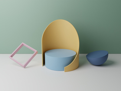 3D geometric shapes exploration 3d concept design exploring geometric illustration objects pastel color rendering shapes