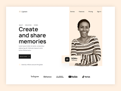 Picture sharing website design hero section typography ui ux