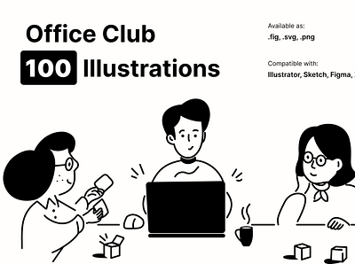 Office Club Illustration pack building chat clean collaboration corporate creative error faq finance illustration landing login office payment shop svg trending vector website workplace