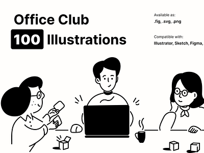 Office Club Illustration pack