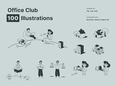 Office Club Illustration Pack