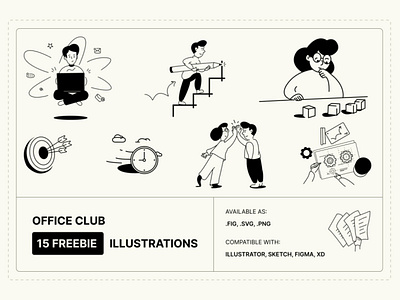 Office Club Illustration Pack graphic design illustration trending