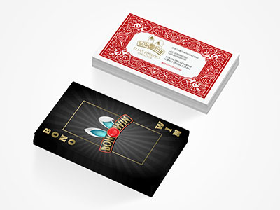 Bonowin business card arcade branding business card cards gambling marca playing poker