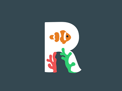 Reefminder Logo aquarium clownfish coral fish identity logo mobile app reef