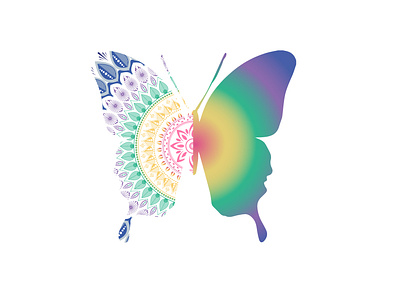 mandala butterfly rainbow design illustration vector