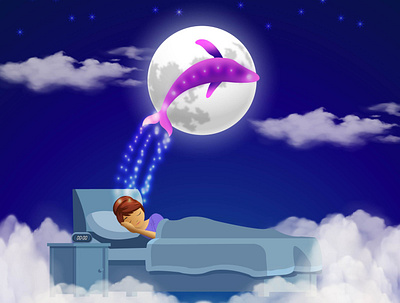 Dream Whale bts dream girl sleeping illustration vector whale
