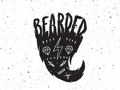 Thank you bearded)) beard comb diamonds illustration knives lettering noise scissors silhouette texture zipper