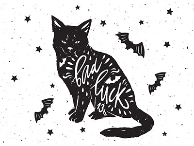 Bad luck bad luck bat cat halloween silhouette star