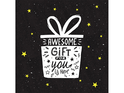 Gift for you box gift hand drawn lettering star