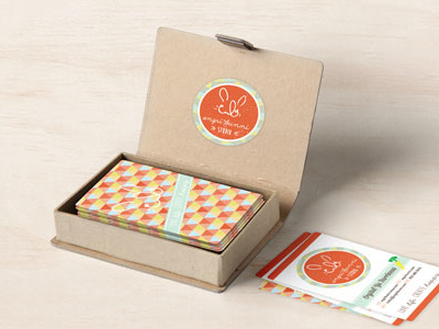 Angri Bunni Studio Business Card Mockup bunny business card debut identity logo orange pattern polygon quirky