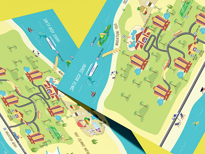Portofino Island Resort Property Map children design green illustrated maps illustration lettering map design quirky