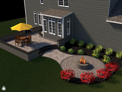 First patio of 2021! 3d design landscape rendering sketchup