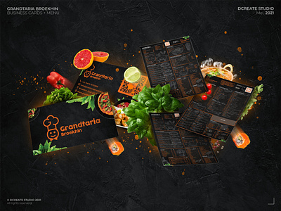 Grandtaria Broekhin - Menu + Businesscards brand identity branding branding concept business cards design exclusive logo food branding menu design restaurant branding restaurant design