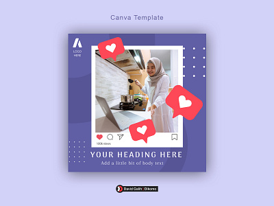 Social Media Post Purple Canva Template | David Galih Dikomo canva instagram post social media ui