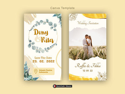 Wedding Invitation Card For Story WhatsApp | David Galih Dikomo canva card david galih invitation story template wedding whatsapp