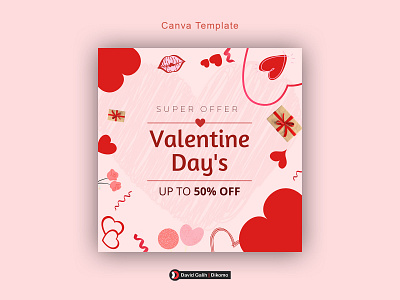 Super Offer Valentine Day Canva Template | David Galih Dikomo canva david galih illustation instagram love sale template valentine