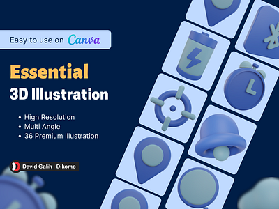 Essential Icon 3D Illustration - David Galih Dikomo 3d canva essential icon illustration