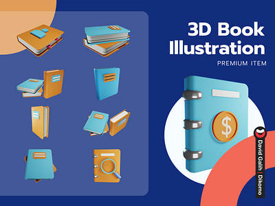 3D Book Illustration Easy to Use | David Galih Dikomo 3d book canva illustration