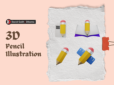 3D Pencil School Illustration | David Galih Dikomo 3d canva david galih illustration pencil school