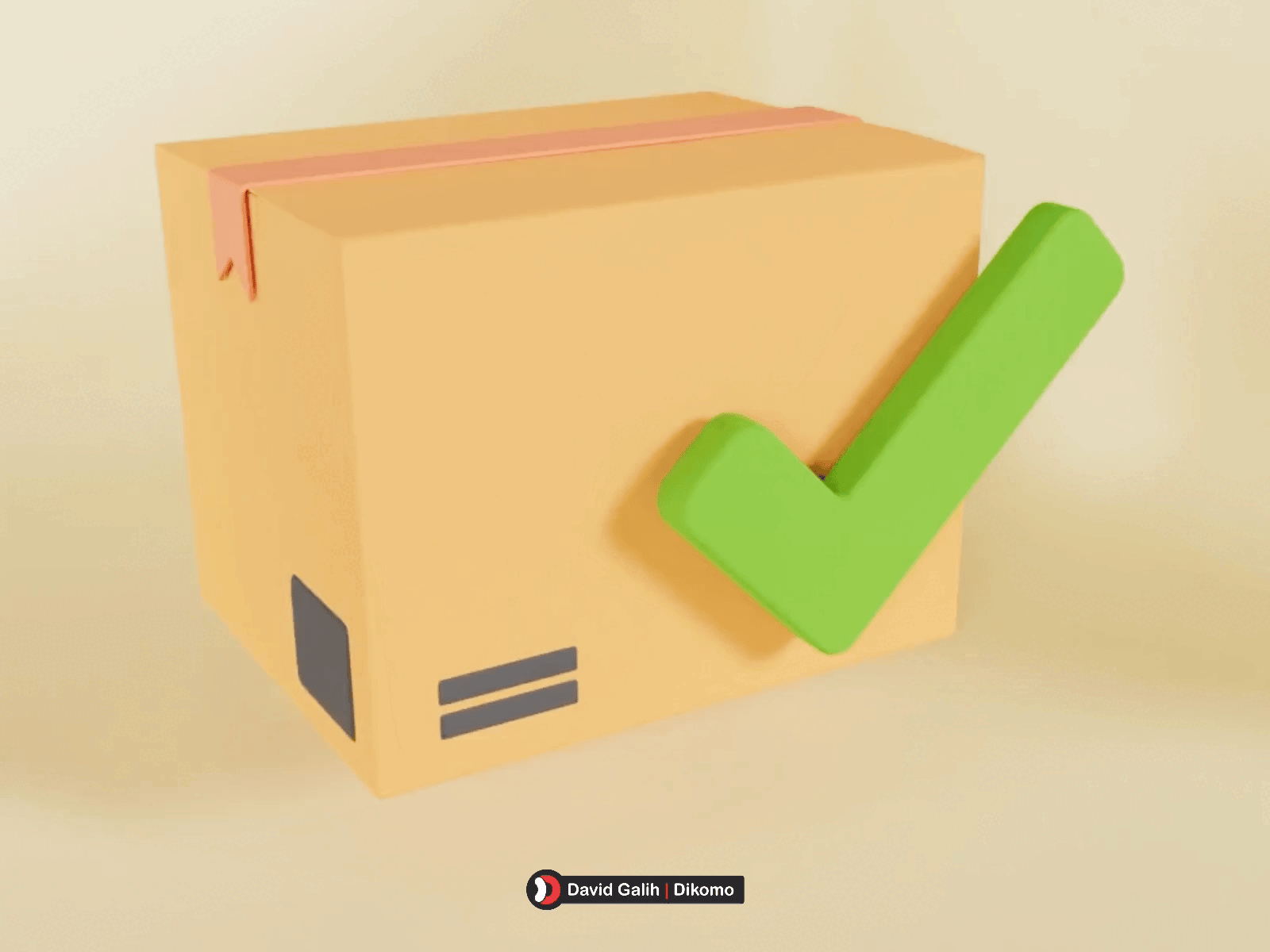 Delivery Cardboard Box Check 3D Animation Lottie 3d david galih green