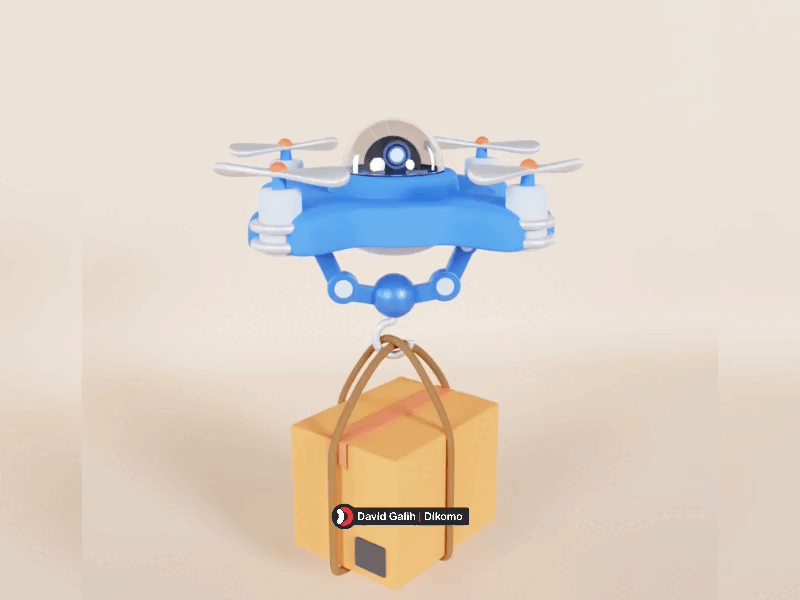 Delivery Drone With The Package 3D Animation Lottie 3d card david galih illustration instagram template